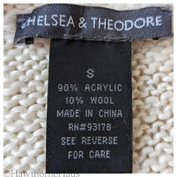 CHEALSEA & THEODORE Oversized Cowl Neck Sweater Top Size S Half Sleeve Ivory - Picture 4 of 5